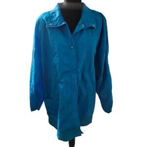 Vintage Kristen Blake 80s 90s Womens Blue Windbreaker Retro Jacket Size Large